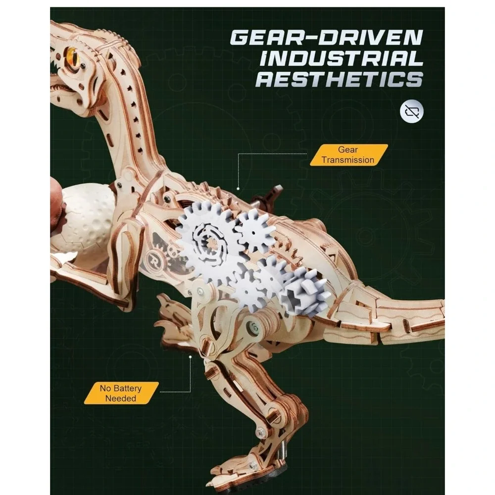Velociraptor Mechanical Model Kit-3D Puzzle Assembly STEM Toy Moving Dinosaur